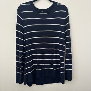 GAP Women's Nautical Navy and White Striped Long Sleeve Sweater Size Large